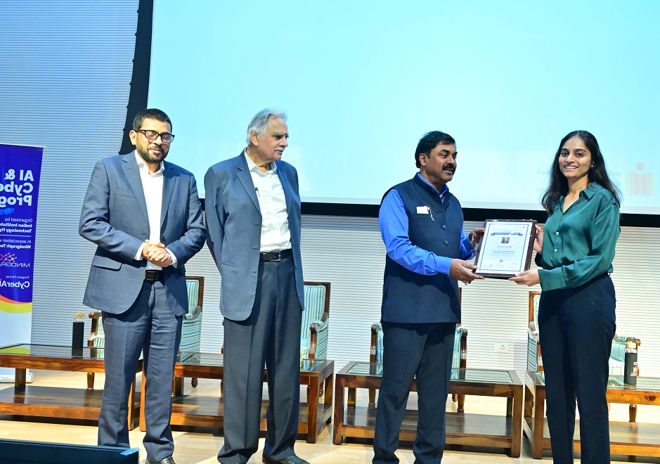 CyberAI learner receiving a certificate at IIT Hyderabad